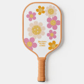 Groovy Retro Rosa Orange Blume Personalisiert Pickleball Schläger (Rückseite)
