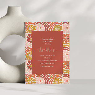 Groovy Retro Rosa Rost Floral Süße QUINCEAÑERA Einladung