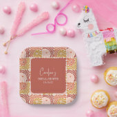 Groovy Retro Rosa Rostflorentrost Brautparty Pappteller (Party)