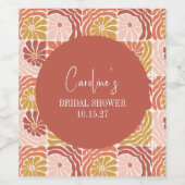 Groovy Retro Rosa Rostflorentrost Brautparty Weinetikett (Einzelnes Label)