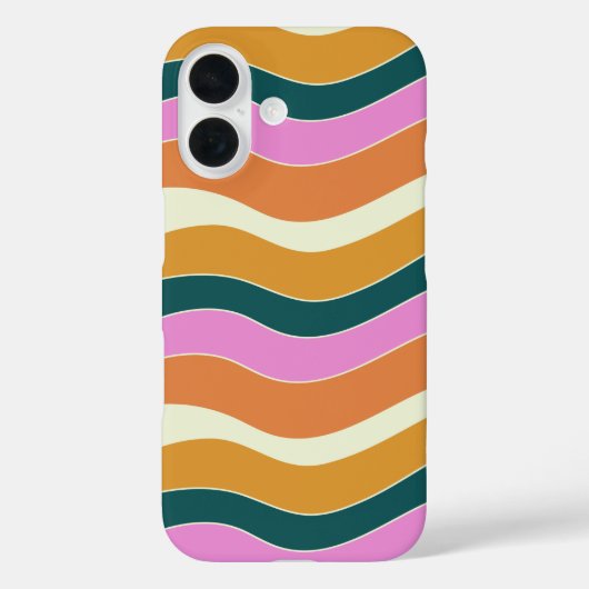 Groovy Retro Rosa und grüne Wavy Lines Case-Mate iPhone Hülle (Rückseite)