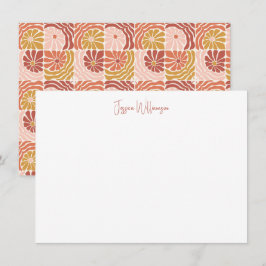 Groovy Retro Rosewood Clay Botanisch Personalisier Mitteilungskarte