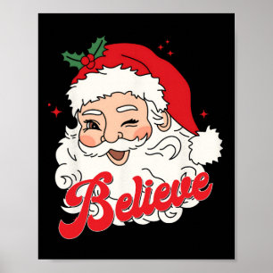 Groovy Retro Santa Claus glauben Weihnachtsfrauen Poster