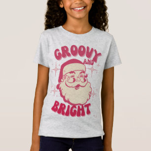 Groovy Retro Santa head Pink Weihnachten T-Shirt