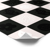 Groovy Retro Schachbrett Pattern Poster (Ecke)
