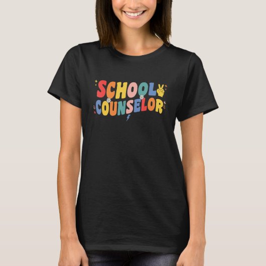 Groovy Retro School Counselor Counseling Back To S T-Shirt (Vorderseite)