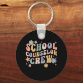 Groovy Retro School Counselor Crew Lehrer zurück Schlüsselanhänger (Vorderseite)