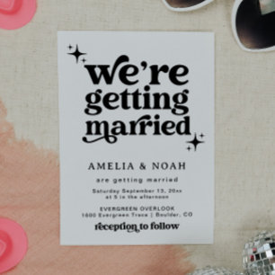Groovy Retro-Schrift Hochzeitseinladung Einladung