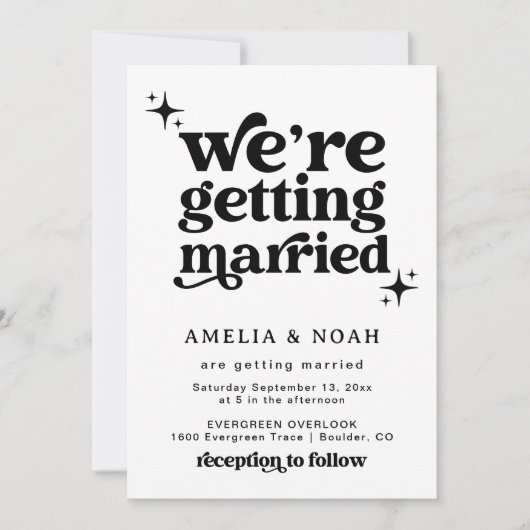 Groovy Retro Schriftart Einladung zur Hochzeit (Vorderseite)