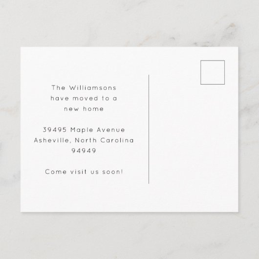 Groovy Retro Schwarz-weiß haben wir neue Zuhause b Ankündigungspostkarte (Rückseite)