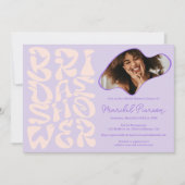 Groovy Retro Script Lavender Foto Brautparty Einladung (Vorderseite)