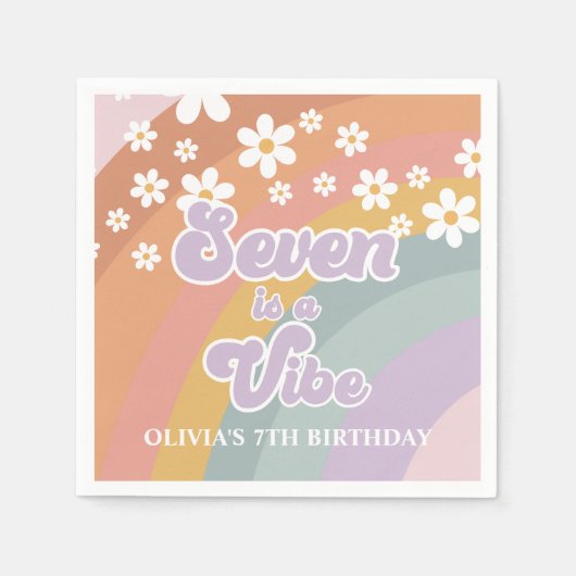 Groovy Retro seven ist ein Vibe Rainbow Serviette (Vorderseite)