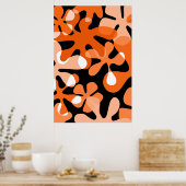 Groovy Retro Shapes Orange Schwarz-weiß Poster (Küche)
