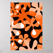 Groovy Retro Shapes Orange Schwarz-weiß Poster (Vorne)