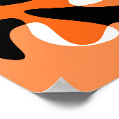 Groovy Retro Shapes Orange Schwarz-weiß Poster (Ecke)