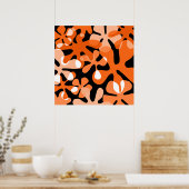 Groovy Retro Shapes Orange Schwarz-weiß Poster (Küche)