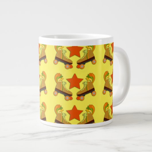 Groovy Retro Skate Pattern Jumbo-Tasse (Vorderseite Rechts)