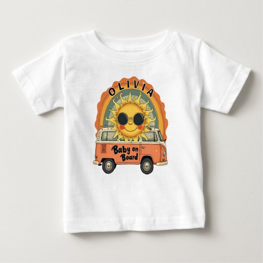 Groovy Retro Smiling Baby Sun Baby T-shirt (Vorderseite)