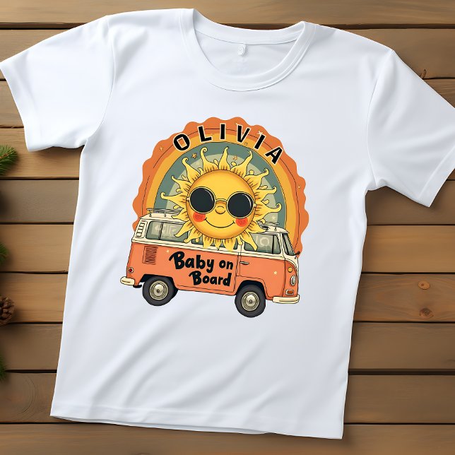Groovy Retro Smiling Baby Sun Baby T-shirt (Von Creator hochgeladen)