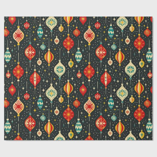Groovy Retro Snowy Night Christmas Ornaments Geschenkpapier (Flach)