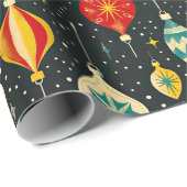 Groovy Retro Snowy Night Christmas Ornaments Geschenkpapier (Rolleneckpunkt)