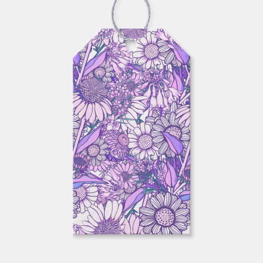 Groovy Retro Sommerzeit Protea und Daisy Muster G Geschenkanhänger (Vorderseite)