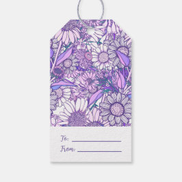 Groovy Retro Sommerzeit Protea und Daisy Muster G Geschenkanhänger