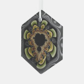 Groovy Retro Sonnenblumen Fraktal Abstrakt Art Ornament Aus Glas (Vorderseite Links)