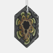 Groovy Retro Sonnenblumen Fraktal Abstrakt Art Ornament Aus Glas (Vorderseite Rechts)