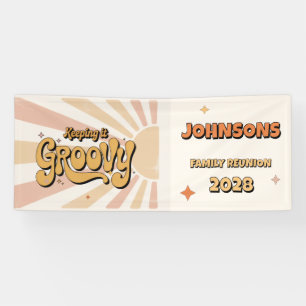 Groovy Retro-Sonnenstrahl-Familientreffen Banner