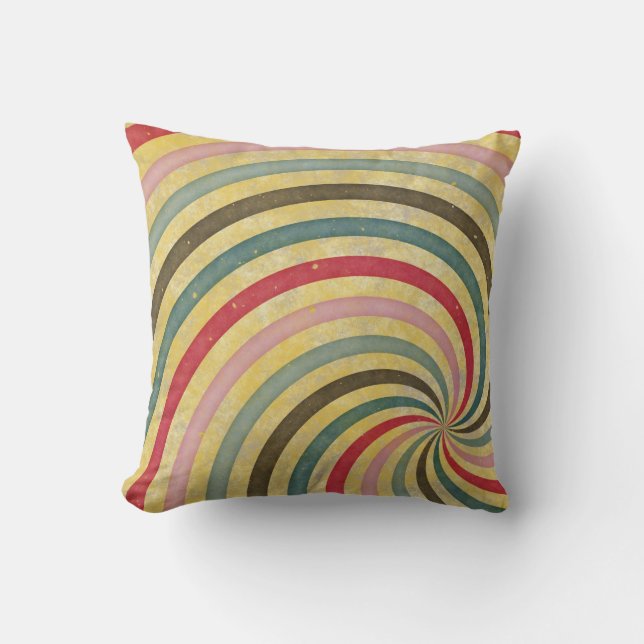 Groovy Retro Spiral Sunbeam Ray Swirl Kissen (Vorderseite)