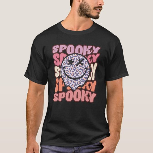 Groovy Retro Spooky Vibes Hippie Halloween Hexe C T-Shirt (Vorderseite)