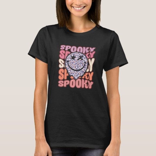 Groovy Retro Spooky Vibes Hippie Halloween Hexe C T-Shirt (Vorderseite)