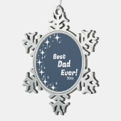 Groovy Retro Stars Bester Vater je Schneeflocken Zinn-Ornament (Rechts)