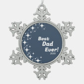 Groovy Retro Stars Bester Vater je Schneeflocken Zinn-Ornament (Vorderseite)
