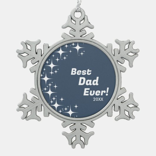 Groovy Retro Stars Bester Vater je Schneeflocken Zinn-Ornament (Vorderseite)