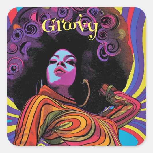 Groovy Retro Sticker (Vorderseite)
