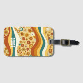 Groovy Retro Stripe Blume Name der Untergruppe Gepäckanhänger (Vorderseite (Horizontal))