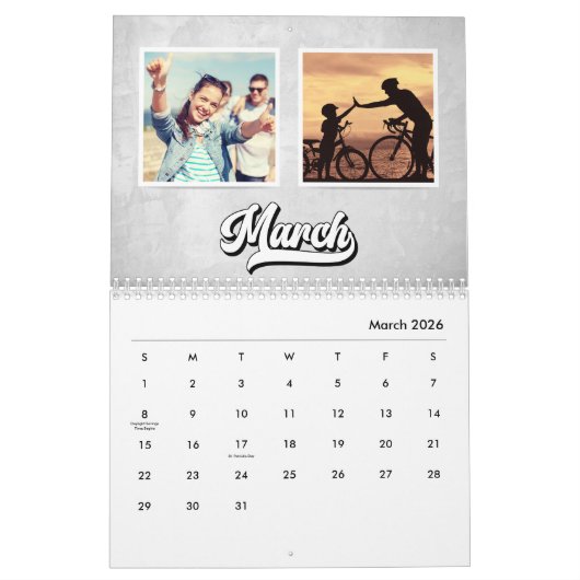 Groovy Retro Style Text, bearbeitbares benutzerdef Kalender (Mär 2026)