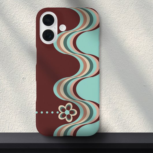 Groovy Retro Style Wavy Lines Blume Case-Mate iPhone Hülle