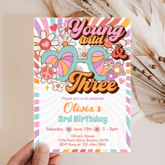 Groovy Retro Summer 3. Geburtstag Einladung
