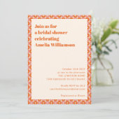 Groovy Retro Summer Pink Orange Bridal Shower Einladung (Stehend Vorderseite)