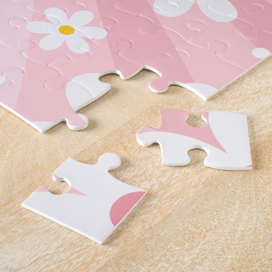 Groovy Retro Sunshine & Daisy Floral Pattern 60er Puzzle (Seite)