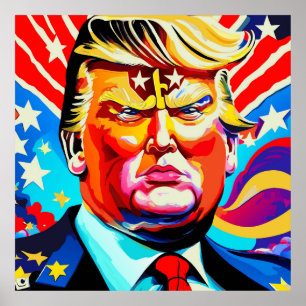 Groovy Retro Superhero Donald Trump Portrait Poster