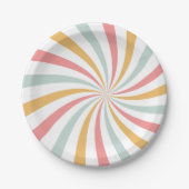 Groovy Retro Swirl Pappteller (Vorderseite)