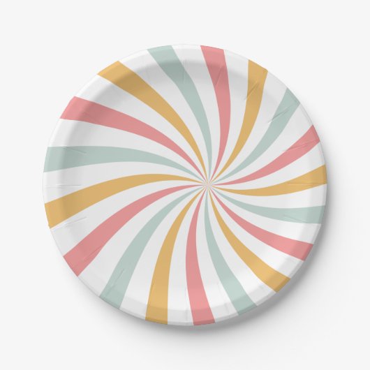 Groovy Retro Swirl Pappteller (Vorderseite)