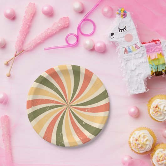 Groovy Retro Swirst platzen Pappteller (Party)