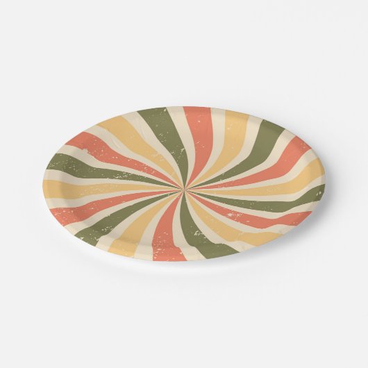 Groovy Retro Swirst platzen Pappteller (Schrägansicht)