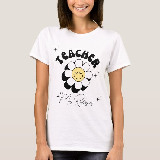 Groovy Retro Teacher T-Shirt (Vorderseite)