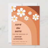 Groovy Retro Terracotta Boho Rainbow Daisy Floral Save The Date (Vorderseite)